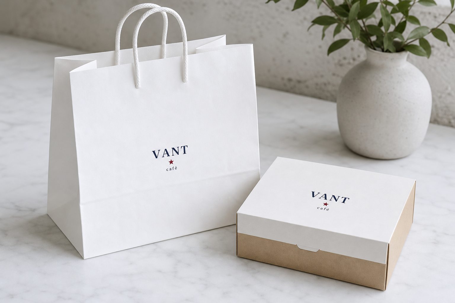 VANT takeaway bag and pastry box